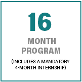 16 month program (includes a mandatory 4-month internship)